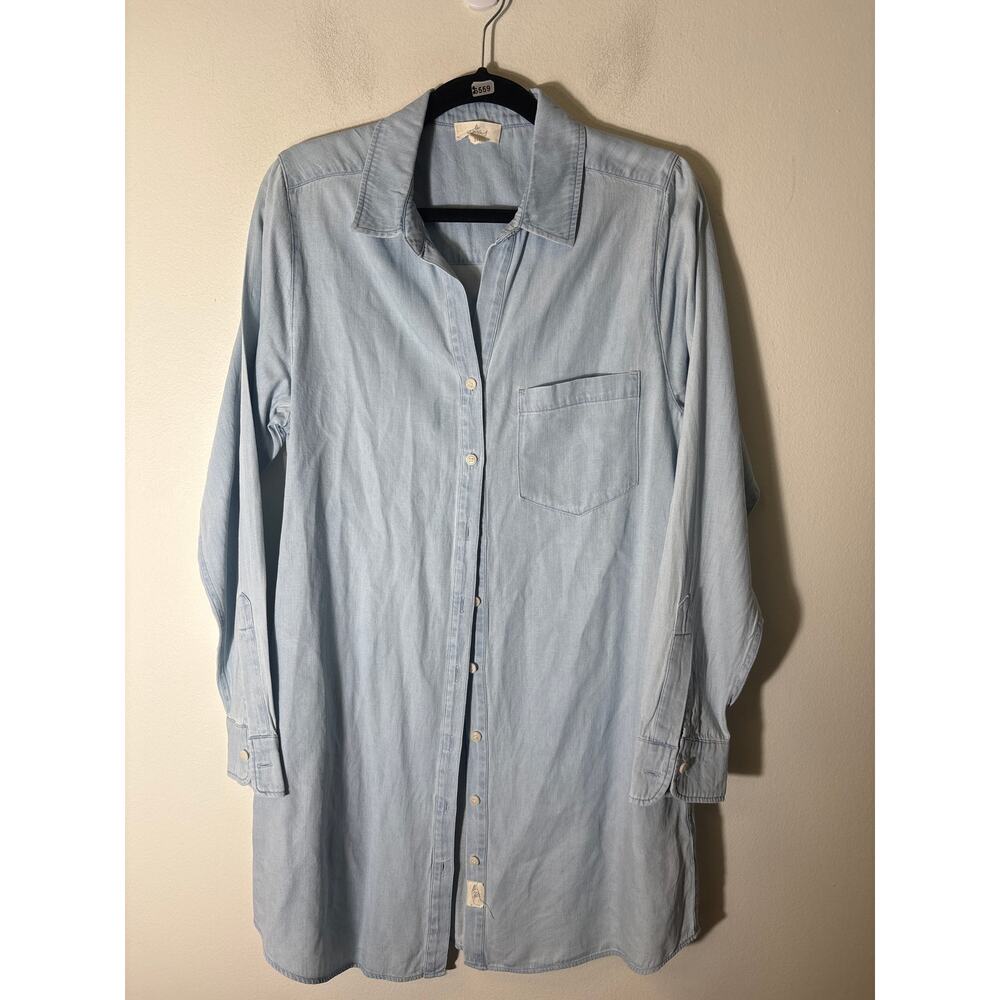 le Marais Light Blue Long Sleeve Knee Lenth Shirt Dress sz M